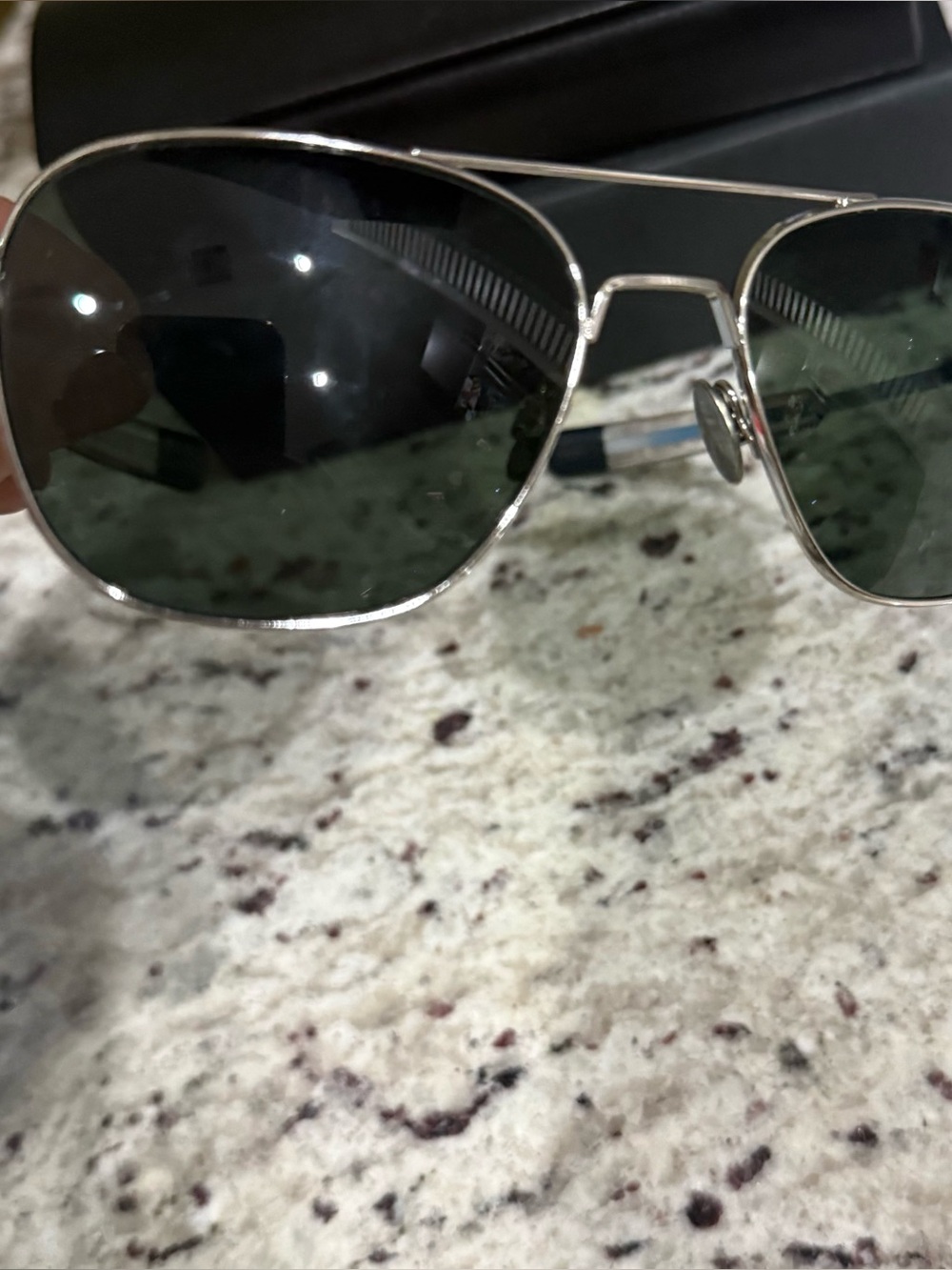 Randolph Engineering Silver Aviator Sunglasses with Green Lenses